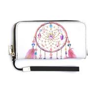 Jubonexis Acchiappasogni colorato con piume e cristalli, pochette lunga in pelle PU, portamonete, porta carte di credito, porta carte di credito e denaro per donne e uomini