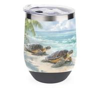 Jubonexis Acquerello due tartarughe marine sulla spiaggia bicchiere da vino in acciaio inox tazza isolata doppia parete acqua tazza con coperchio 12 oz