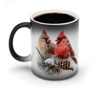 Jubonexis Acquerello maschio e femmina uccello cambia colore tazze che cambia calore tazza da caffè in ceramica novità divertente tazza da tè acqua 325 ml