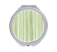 Jubonexis Acquerello Strisce Verticali in Colore Verde Mutted Donne Pocket Specchi, Ragazze Piccolo Portatile Viaggio Trucco Mini Specchio