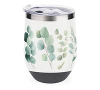 Jubonexis Acquerello verde rami di eucalipto bicchiere da vino in acciaio inox tazza isolata doppia parete acqua tazza con coperchio 12 oz