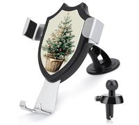Jubonexis Albero di Natale ad acquerello in un cestino Supporto per telefono da auto Supporto per telefono Triangolo Clip Base per bocchetta dell'aria Supporto per telefono cellulare Accessori per