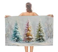 Jubonexis Albero di Natale con copertura antineve telo mare in microfibra senza sabbia grandi asciugamani doccia multiuso assorbente per bagno piscina 130 x 80 cm