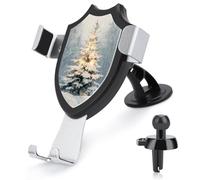 Jubonexis Albero di Natale con luci nella neve Supporto per telefono per auto, triangolare, base a clip, supporto per bocchetta dell'aria, accessori per auto per smartphone da 4-6 pollici