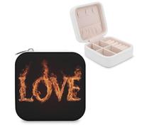 Jubonexis AMORE Scritto in Fiamme Piccolo Jewelry Box Organizzatore Portatile PU Cuoio Mini Viaggio Jewelry Case