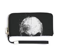 Jubonexis Angry Skull - Portafoglio lungo in pelle PU, portamonete e carte di credito, per donne e uomini