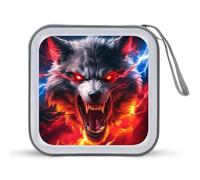 Jubonexis Angry Wolf con occhi rossi luminosi custodia CD DVD custodia portatile per auto casa viaggio
