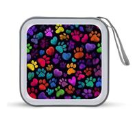 Jubonexis Animal Foot Track Colorful Heart CD Case DVD Storage Case Portable per auto casa viaggio