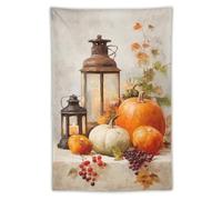 Jubonexis Arazzo autunnale con zucche e lanterne, in poliestere, da appendere alla parete, per camera da letto, soggiorno, dormitorio, 101,6 x 152,4 cm
