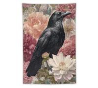 Jubonexis Arazzo con corvo e fiori, in poliestere, da appendere alla parete, per camera da letto, soggiorno, dormitorio, 101,6 x 152,4 cm