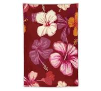 Jubonexis Arazzo con fiori di ibisco rosa e bianco, in poliestere, estetico, da appendere alla parete, per camera da letto, soggiorno, dormitorio, 101,6 x 152,4 cm