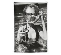Jubonexis Arazzo da appendere alla parete in poliestere con una grande palla da discoteca sulla testa, per camera da letto, soggiorno, dormitorio, 101,6 x 152,4 cm