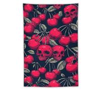 Jubonexis Arazzo estetico da appendere alla parete in poliestere con volti di teschio e teschio rosso su sfondo nero, decorazione per camera da letto, soggiorno, dormitorio, 101,6 x 152,4 cm