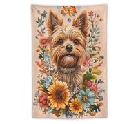 Jubonexis Arazzo estetico da parete in poliestere con cane con fiori floreali, decorazione per camera da letto, soggiorno, dormitorio, 101,6 x 152,4 cm