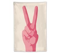 Jubonexis Arazzo grande con segno della vittoria rosa pastello in poliestere estetico da appendere alla parete per camera da letto soggiorno dormitorio decorazione 101,6 x 152,4 cm