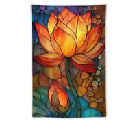 Jubonexis Arazzo in poliestere con motivo a fiori di loto, da appendere alla parete, per camera da letto, soggiorno, dormitorio, 101,6 x 152,4 cm