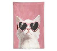 Jubonexis Arazzo in poliestere con simpatico gatto in cappello da sole, da appendere alla parete, per camera da letto, soggiorno, dormitorio, 101,6 x 152,4 cm