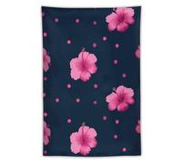 Jubonexis Arazzo minimalista a pois rosa con fiori di ibisco in poliestere estetico da appendere alla parete per camera da letto soggiorno dormitorio decorazione 101,6 x 152,4 cm