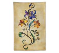 Jubonexis Arazzo vintage con bellissimi fiori fantasia, in poliestere, da appendere alla parete, per camera da letto, soggiorno, dormitorio, 101,6 x 152,4 cm