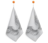 Jubonexis Asciugamano con due ali d'angelo, con anello per appenderlo, 2 pezzi, assorbente, morbido, per cucina e bagno