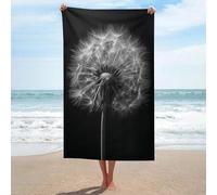 Jubonexis Asciugamano da spiaggia in microfibra senza sabbia con dente di leone bianco e nero grande asciugamani da doccia multiuso assorbente per bagno piscina 130 x 80 cm