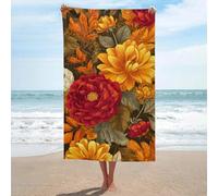 Jubonexis Asciugamano da spiaggia in microfibra senza sabbia, con fiori autunnali, misura grande, multiuso, assorbente, per bagno, piscina, 130 x 80 cm