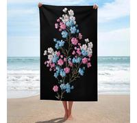 Jubonexis Asciugamano da spiaggia in microfibra senza sabbia, con piccoli fiori e fiori, multiuso, assorbente, per bagno e piscina, 130 x 80 cm