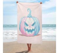 Jubonexis Asciugamano da spiaggia in microfibra senza sabbia con zucca, grande, multiuso, assorbente, per bagno e piscina, 130 x 80 cm