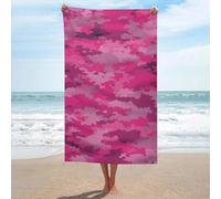 Jubonexis Asciugamano da spiaggia mimetico colorato rosa brillante in microfibra senza sabbia, grandi asciugamani da doccia multiuso assorbente per bagno piscina 130 x 80 cm