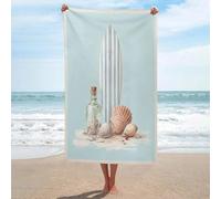 Jubonexis Asciugamano da spiaggia vintage in microfibra senza sabbia, asciugamano da doccia grande, multiuso, assorbente, per bagno e piscina, 130 x 80 cm