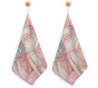 Jubonexis Asciugamano vintage con Babbo Natale che tiene palla da discoteca con anello per appenderlo, 2 pezzi, panno morbido assorbente per cucina e bagno