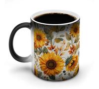 Jubonexis Autunno Girasole Floreale Stile Fattoria Cambia Colore Tazze Cambia Calore Tazza da Caffè in Ceramica Novità Divertente Tazza da Tè Acqua 325