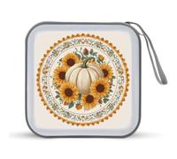 Jubonexis Autunno zucca girasoli e ghiande CD Case DVD Storage Case Portatile per Auto Casa Viaggio