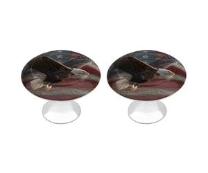 Jubonexis Bald Eagle Soaring Over American Flag - Pomelli rotondi in legno rustico con viti, 2 pezzi, pomelli per cassettiera, decorazione per armadio, casa, ufficio, cucina