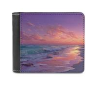 Jubonexis Beach Sunset Ocean Waves - Portafoglio bifold in morbida pelle PU, portamonete, porta carte di credito, porta carte di credito sottile, per uomini e donne