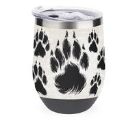 Jubonexis Bear Feet Silhouette Bicchiere da vino in acciaio inox isolato tazza a doppia parete con coperchio 350 ml