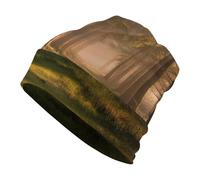 Jubonexis Bella foresta con alberi alti luce del sole adulti maglia cappello pullover berretto morbido confortevole lavorato a maglia cappello per uomo donna bianco