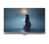 Jubonexis Bella strega che cammina sull'acqua, porta biglietti da visita, tasca sottile, in metallo, per donne e uomini