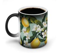 Jubonexis Bella tazza da caffè in ceramica cambia colore con limone e fiore bianco che cambia colore, tazza da caffè divertente da 325 ml