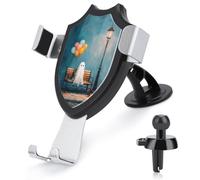 Jubonexis Bench Cute Ghost Holding Palloncini Supporto per telefono da auto Supporto per telefono Triangolo Clip Base Air Vent Supporto per telefono cellulare Accessori per auto per smartphone