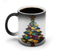 Jubonexis Bicchiere colorato dell'albero di Natale festivo, cambia colore, tazza da caffè in ceramica che cambia calore, tazza da tè o acqua, 325 ml