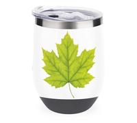 Jubonexis Bicchiere da vino verde foglia d'acero in acciaio inox tazza isolata doppia parete tazza d'acqua con coperchio 12 once