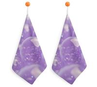 Jubonexis Big Lavendar Bubbles - Asciugamano piccolo con anello per appenderlo, 2 pezzi, assorbente, morbido, per cucina e bagno