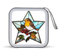 Jubonexis Bird on Snowy Winter Brunch con frutti di bosco custodia CD DVD custodia portatile per auto casa viaggio