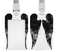Jubonexis Black Angel Wings Graffiti ID porta badge retrattile clip porta carte di credito protezione nome badge per lavoro ufficio medico infermiera
