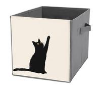 Jubonexis Black Cat, cubi portaoggetti a forma di gatto in stile cartone animato, pieghevoli, decorativi, in tessuto, con manici, per mensole, armadi, 27 x 27 cm