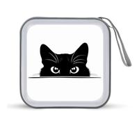 Jubonexis Black Cat Head Peeking CD Case DVD Storage Case Portatile per Auto Casa Viaggio