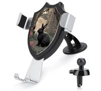 Jubonexis Black Rabbit in The Rose Garden Supporto per telefono da auto con base triangolare a clip per bocchetta dell'aria Supporto per telefono cellulare Accessori automobilistici per smartphone