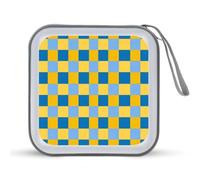 Jubonexis Blue and Yellow Squares CD Case DVD Storage Case Portable per auto casa viaggio