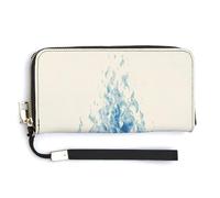 Jubonexis Blue Fire - Portafoglio lungo in pelle PU, portamonete e carte di credito, per donne e uomini